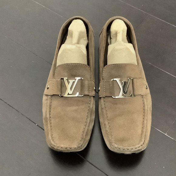 Louis Vuitton Brown Suede Loafers with Silver Logo, FA 0141 - Picture 3 of 10